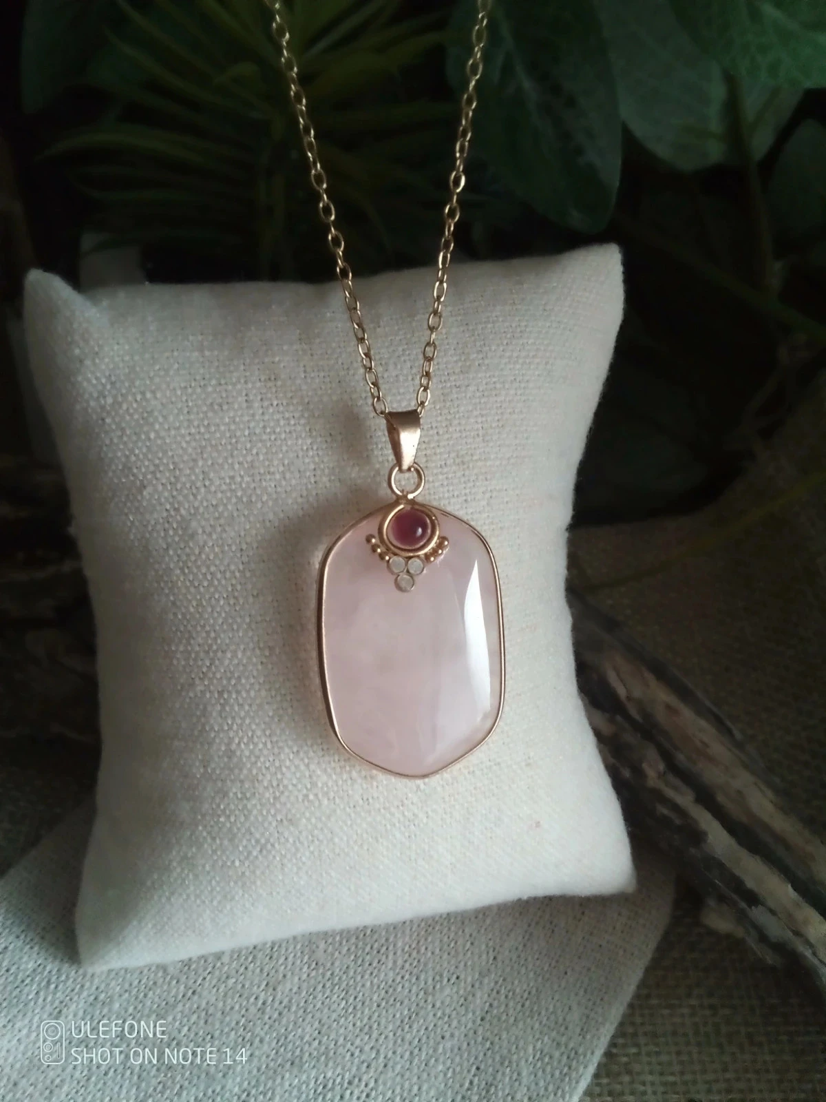 Colar boêmio de quartzo rosa e pedra granada – photo 2